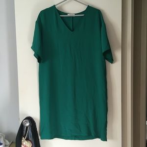 BABATON Aaron Kelly Green V Neck Drapey Dress M